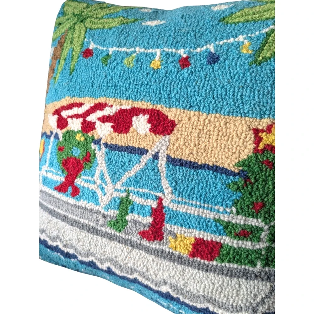 Peking Handicraft Hook Pillow Christmas Pontoon Boat Lake Beach Xmas Holiday
